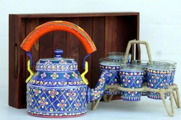 Traditional Hand Painted Kettle and Cup Set