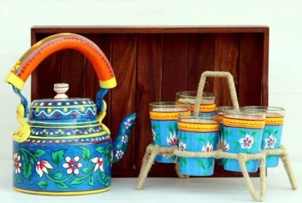 Traditional Hand Painted Kettle and Cup Set