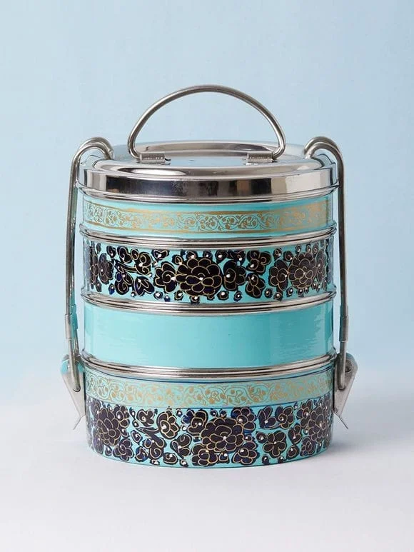 Hand-Painted Stainless Steel Lunch Box Tiffin – 3 Container – GI060