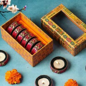 Decorative Tealight Candle Holders (set of 6) with Premium Gift Box